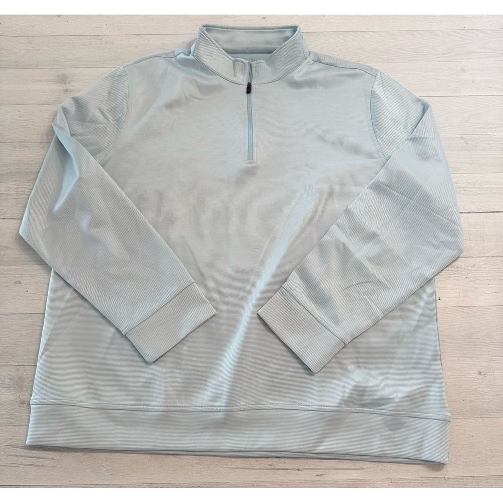 Hickey Freeman Performance Fabric light blue Micro-stripe 1/4 Zip Sweater men XL